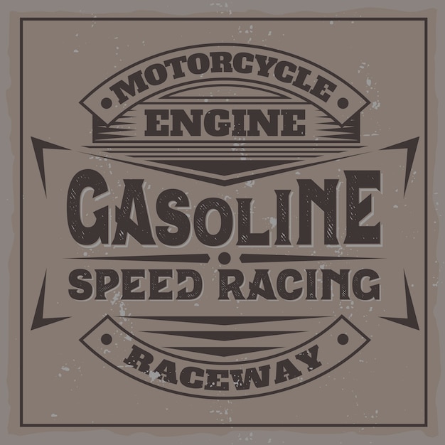 Vintage motor label with lettering composition