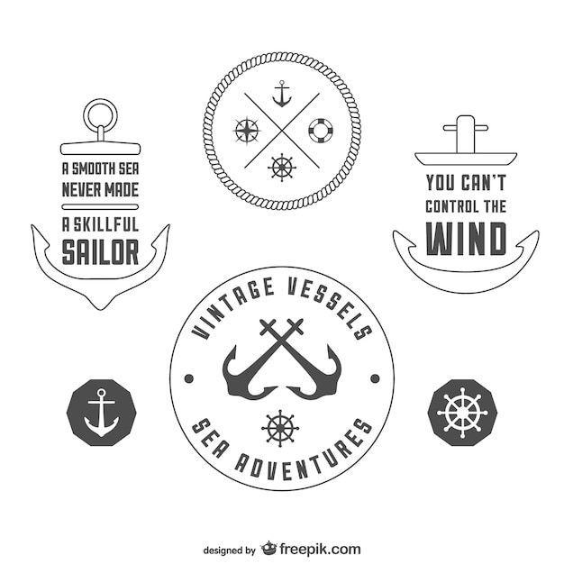 Free Vector vintage nautical badges template