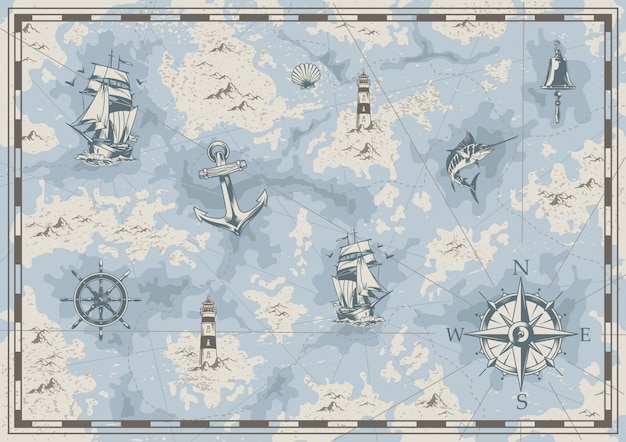 Free Vector vintage nautical old map