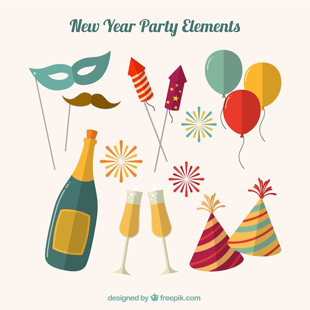 Free Vector vintage new year party element collection