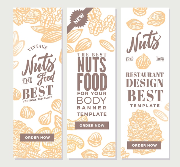 Free Vector vintage nuts food vertical banners