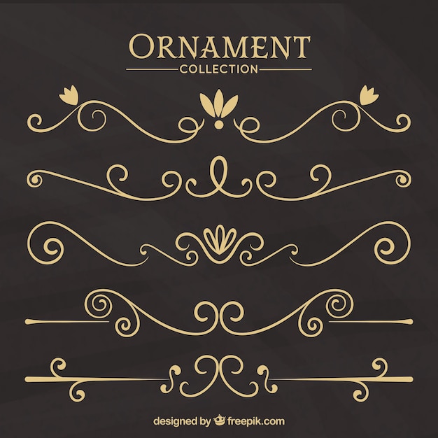 Free Vector vintage ornament collection with blackboard style