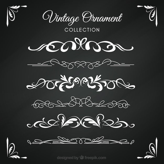 Free Vector vintage ornament collection with blackboard style