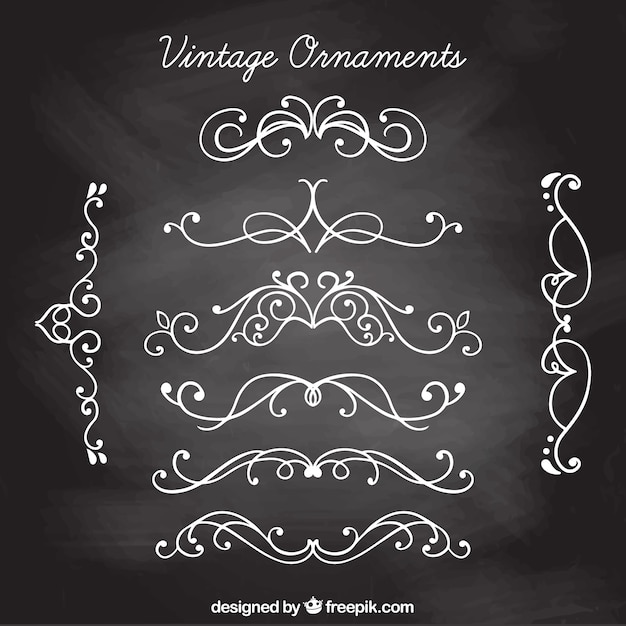 Free Vector vintage ornament collection with blackboard style