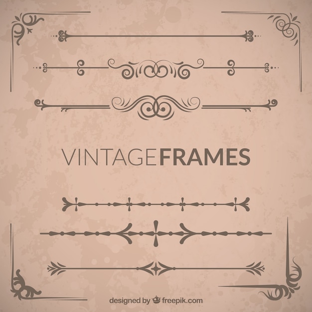 Free vector vintage ornamental frame set