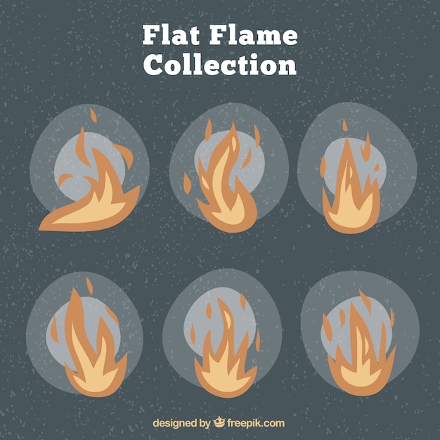 Free vector vintage pack of flames in flat design