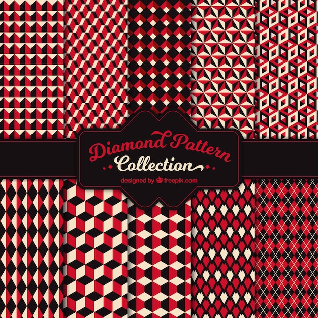 Free vector vintage patterns of red geometric shapes