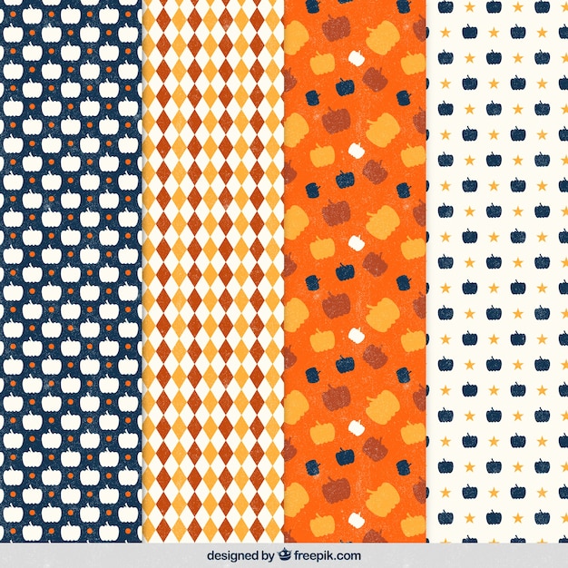 Free Vector vintage patterns with orange details for halloween