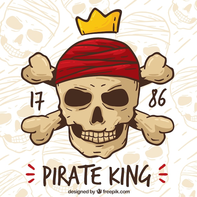 Free Vector vintage pirate skull background