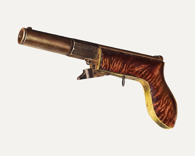 Free vector vintage pistol gun vector illustration, remixed from the artwork by alf bruseth