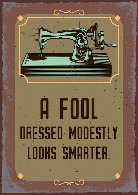 Vintage poster with illustration of a sewing machine