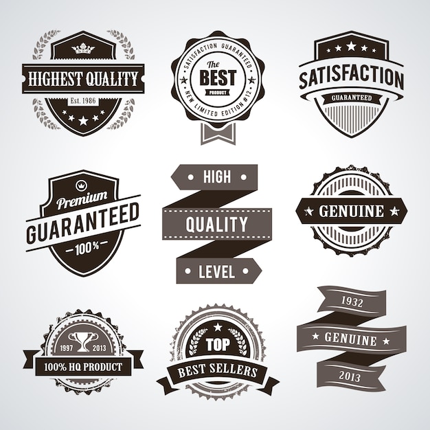 Free vector vintage premium quality labels