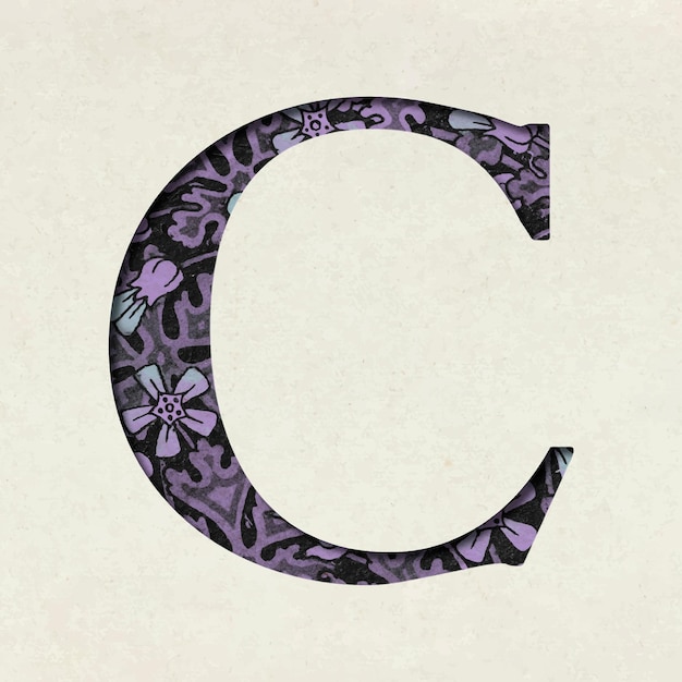 Free vector vintage purple  letter c typography