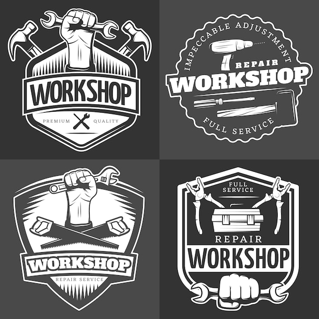 Vintage Repair Workshop badge Set