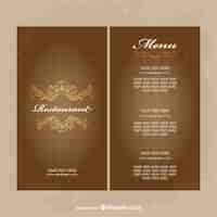 Free vector vintage restaurant menu template in brown tones