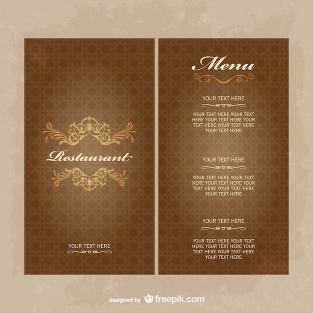 Free Vector vintage restaurant menu template in brown tones