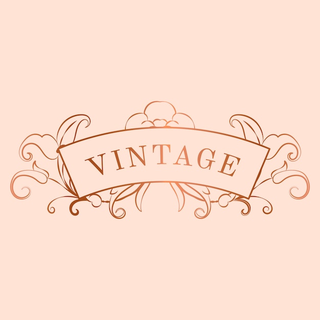 Free Vector vintage rose gold art nouveau badge vector