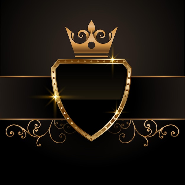 Free Vector vintage royal golden crown shield empty symbol in king style