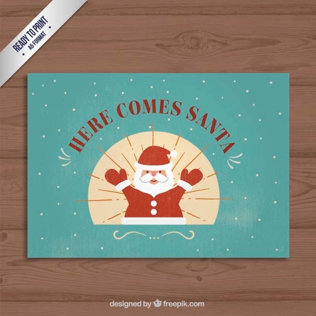 Free Vector vintage santa claus christmas card