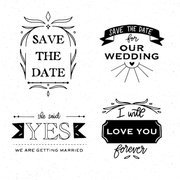 Free Vector vintage save the date lettering collection