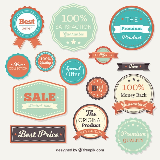 Free Vector vintage set of sale badges