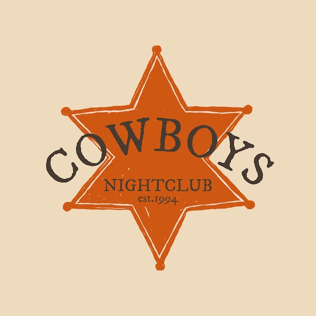 Free Vector vintage sheriff badge logo  illustration in wild west theme