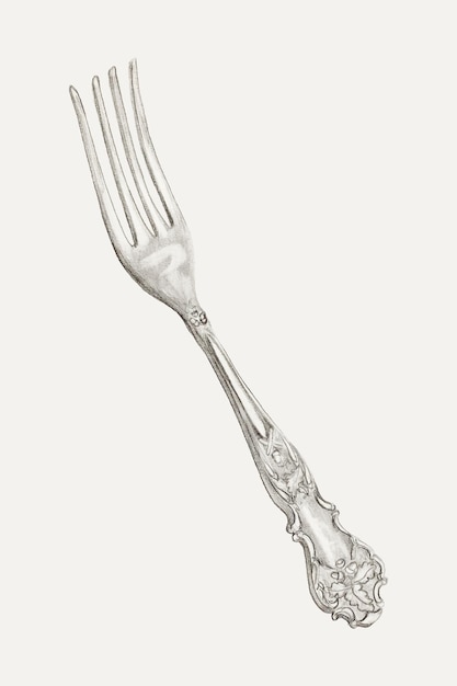 Free vector vintage silver fork vector illustration, remixed from the artwork by ludmilla calderon