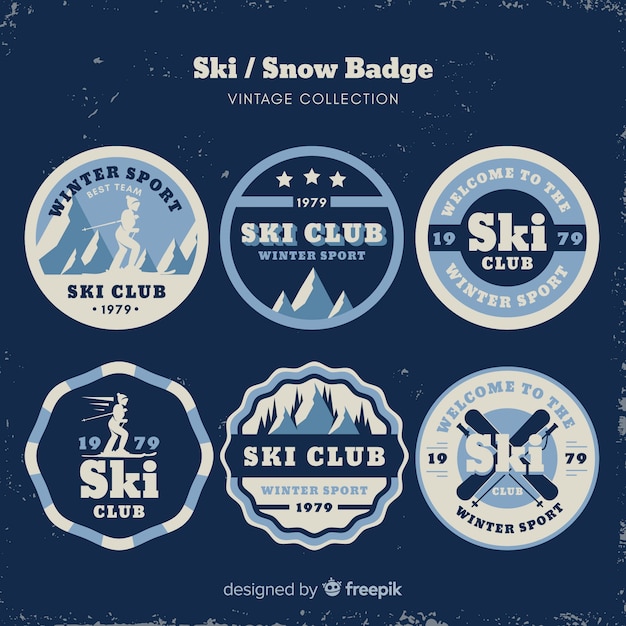 Vintage ski and snow badge collection