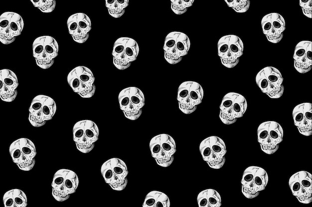 Free Vector vintage skull pattern black background