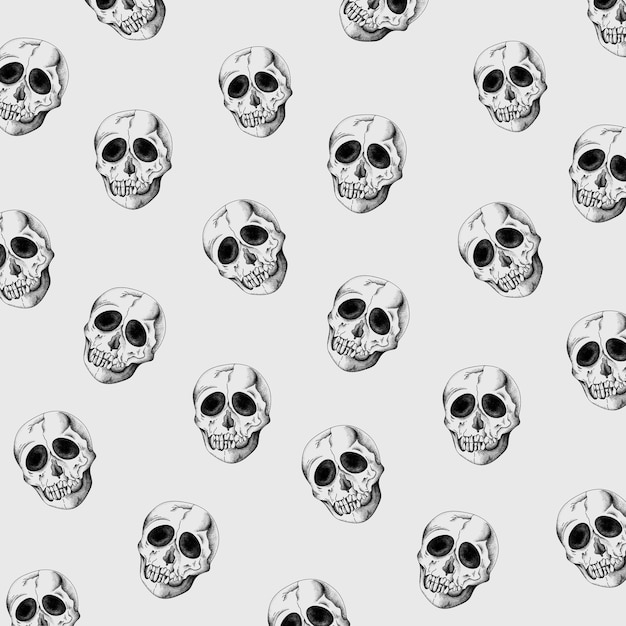 Free vector vintage skull pattern gray background vector