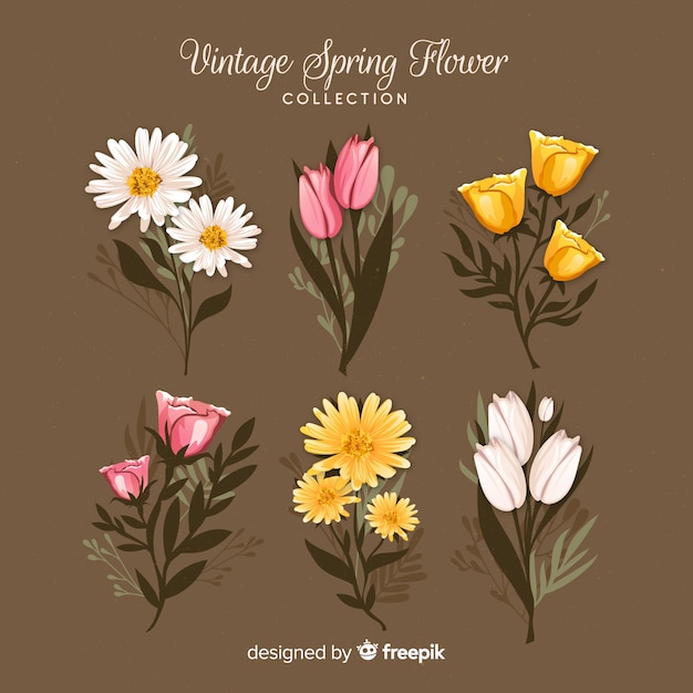 Free Vector vintage spring floral collection