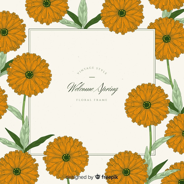 Free Vector vintage spring floral frame