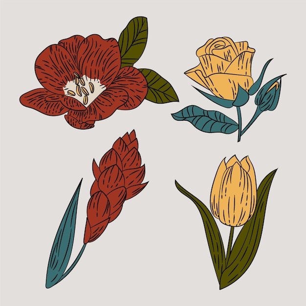 Free Vector vintage spring flower collection