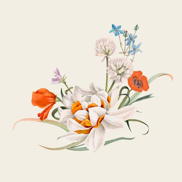 Free vector vintage spring flower illustration, remixed from public domain artworks