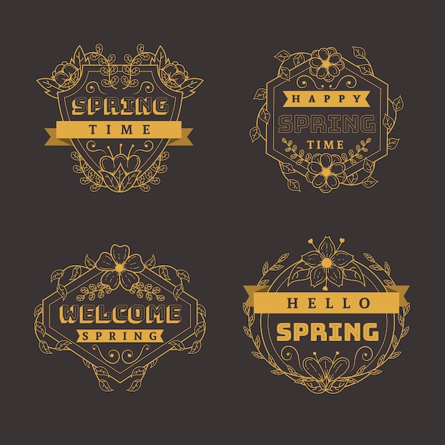 Free Vector vintage spring label/badge collection