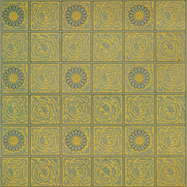 Free Vector vintage squared yellow flower pattern 