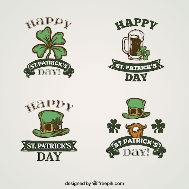 Free Vector vintage st. patrick's day badge / label collection