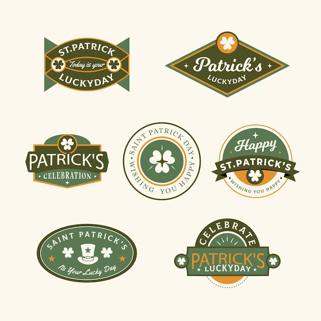 Free Vector vintage st. patrick's day label / badge set