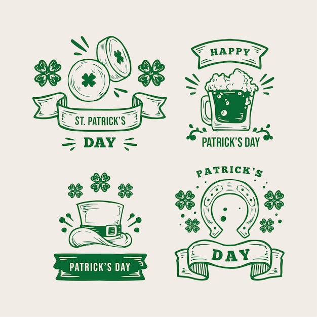 Free Vector vintage st. patrick's day label collection