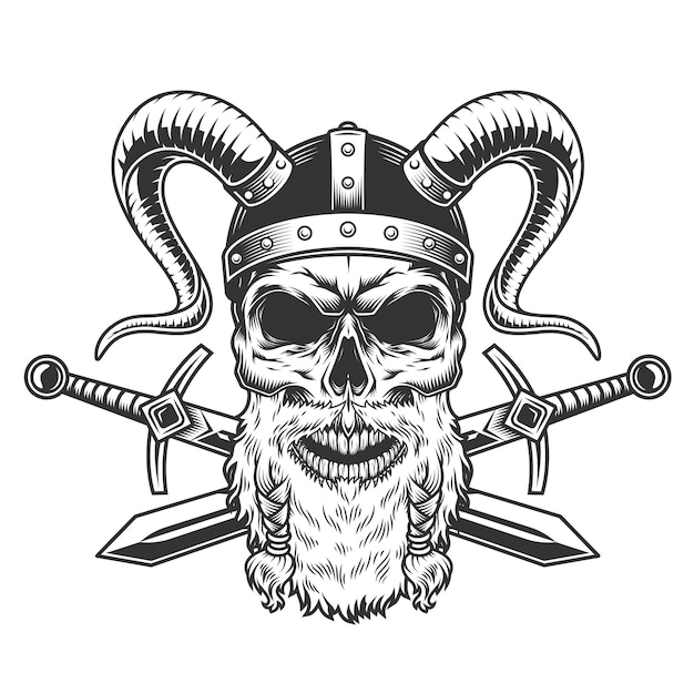 Free Vector vintage stern bearded viking skull