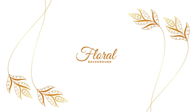 Free Vector vintage style golden floral art white background design