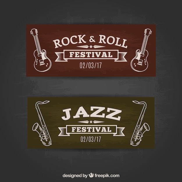 Free Vector vintage style rock and roll banners