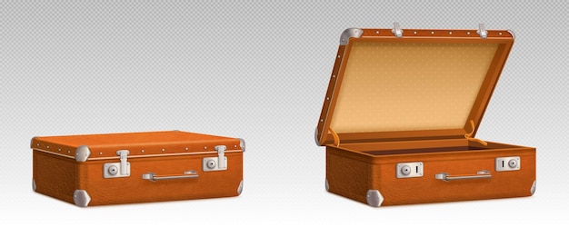 Free vector vintage suitcase retro luggage empty leather bags