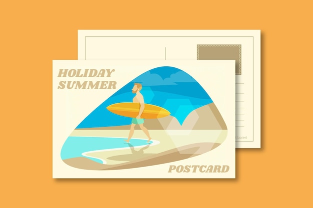 Free Vector vintage summer holiday postcard template