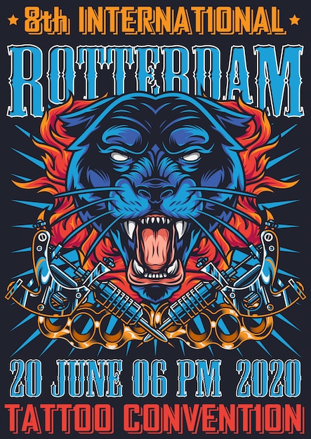 Free vector vintage tattoo fest in rotterdam poster