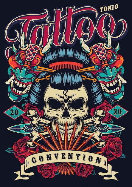 Free Vector vintage tattoo festival poster