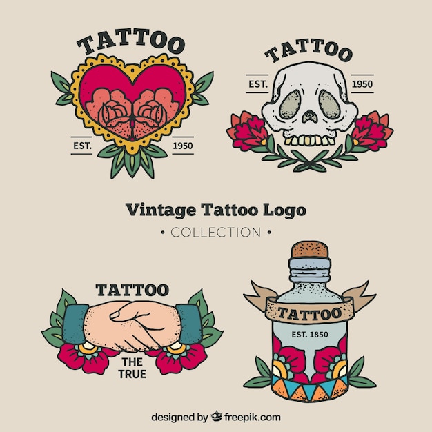 Vintage tattoo logo collection