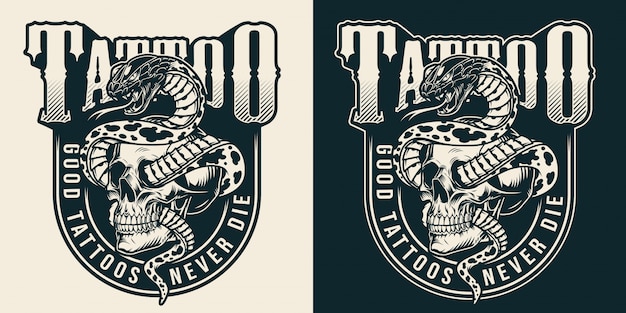 Free Vector vintage tattoo studio monochrome label