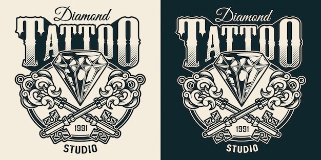 Vintage tattoo studio monochrome print