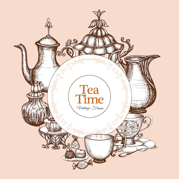 Free Vector vintage tea frame